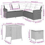 6-tlg. Garten-Sofagarnitur mit Kissen L-Form Grau Poly Rattan