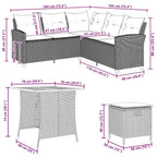 6-tlg. Garten-Sofagarnitur mit Kissen L-Form Beige Poly Rattan