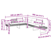 Gartensofa in L-Form mit Kissen Grau Poly Rattan und Akazie