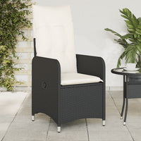 Gartensessel Verstellbar mit Kissen Schwarz Poly Rattan