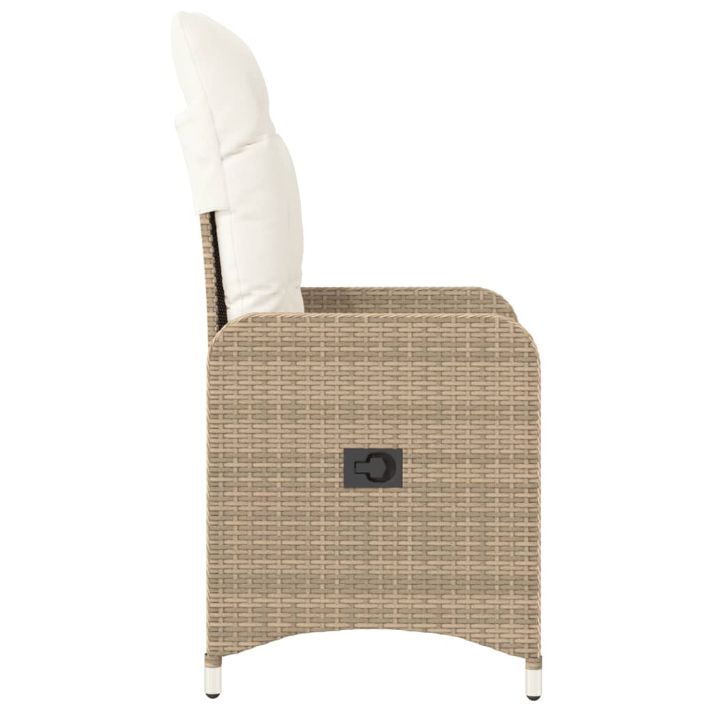 Gartensessel mit Kissen Verstellbar Beige Poly Rattan