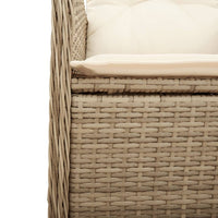 Gartensessel mit Kissen Verstellbar Beige Poly Rattan