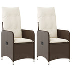 Gartensessel mit Kissen 2 Stk. Verstellbar Braun Poly Rattan