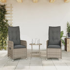Gartensessel mit Kissen 2 Stk. Verstellbar Grau Poly Rattan