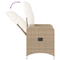 Gartensessel mit Kissen 2 Stk. Verstellbar Beige Poly Rattan