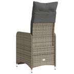 Gartensessel Verstellbar mit Kissen Grau Poly Rattan