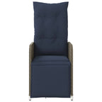 Gartenstühle Verstellbar 2 Stk. mit Tisch Grau Poly Rattan