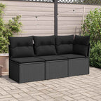 Gartensofa ohne Armlehnen mit Kissen Schwarz Poly Rattan