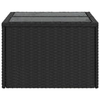 Gartentisch mit Glasplatte Schwarz 55 x 55 x 37 cm Poly Rattan