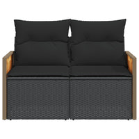 Gartensofa mit Kissen 2-Sitzer Schwarz Poly Rattan