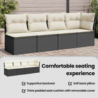 Gartensofa mit Kissen 4-Sitzer Schwarz Poly Rattan