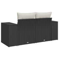 Gartensofa mit Kissen 2-Sitzer Schwarz Poly Rattan