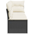 Gartensofa mit Kissen 3-Sitzer Schwarz Poly Rattan