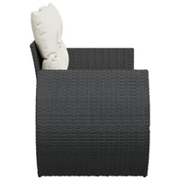 Gartensofa mit Kissen 2-Sitzer Schwarz Poly Rattan