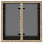 Gartentisch mit Glasplatte Beige 55x55x37 cm Poly Rattan
