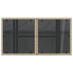 Gartentisch mit Glasplatte Beige 100x55x73 cm Poly Rattan