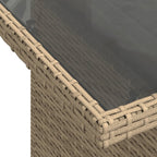 Gartentisch mit Glasplatte Beige 100x55x73 cm Poly Rattan