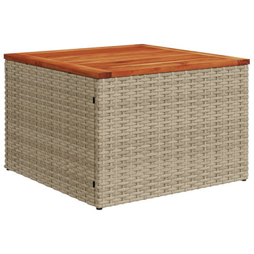 Gartentisch Beige 55x55x37 cm Poly Rattan und Akazienholz