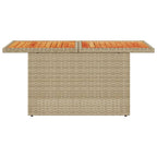 Gartentisch Beige 100x55x73 cm Poly Rattan und Akazienholz