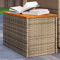 Garten-Beistelltische 2 Stk. Beige 55x34x37 cm Poly Rattan Holz