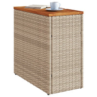 Garten-Beistelltisch Holzplatte Beige 58x27,5x55 cm Poly Rattan