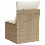 Gartensessel ohne Armlehnen mit Kissen Beige Poly Rattan