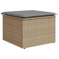 Gartenhocker mit Kissen Beige 55x55x37 cm Poly Rattan