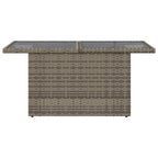 Gartentisch mit Glasplatte Grau 100x55x73 cm Poly Rattan