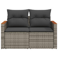 Gartensofa 2-Sitzer mit Kissen Grau Poly Rattan