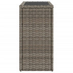 Garten-Beistelltisch mit Glasplatte Grau 58x27,5x55 cm Rattan