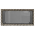 Garten-Beistelltisch mit Glasplatte Grau 58x27,5x55 cm Rattan