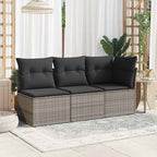 Gartensessel ohne Armlehnen mit Kissen Grau Poly Rattan