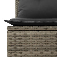 Gartensofa mit Kissen 3-Sitzer Grau Poly Rattan