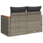 Gartensofa 2-Sitzer mit Kissen Grau Poly Rattan