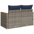 Gartensofa mit Kissen 2-Sitzer Grau Poly Rattan