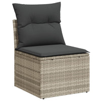 Gartensofa ohne Armlehnen mit Kissen Hellgrau Poly Rattan