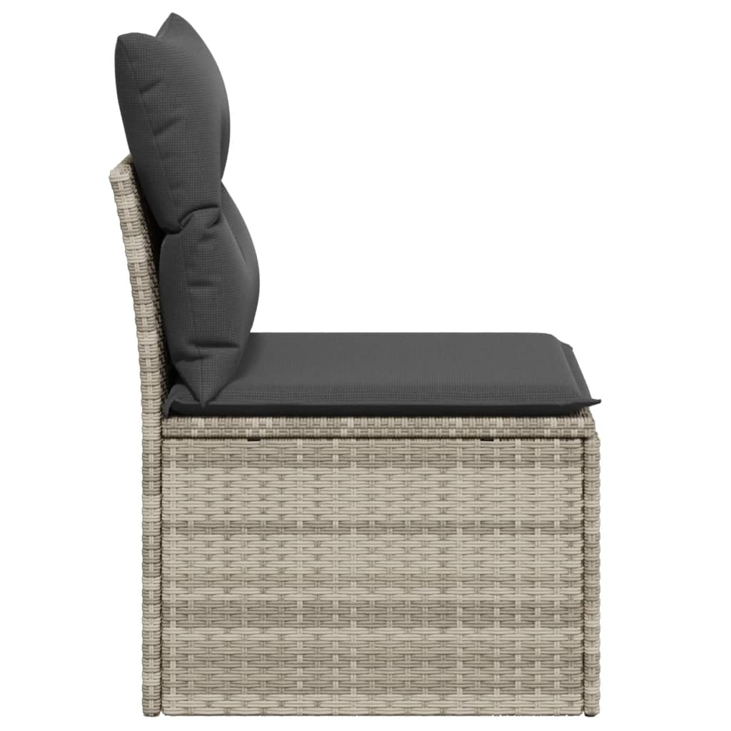 Gartensofa ohne Armlehnen mit Kissen Hellgrau Poly Rattan