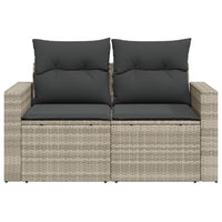 Gartensofa mit Kissen 2-Sitzer Hellgrau Poly Rattan