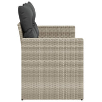 Gartensofa mit Kissen 2-Sitzer Hellgrau Poly Rattan