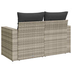 Gartensofa mit Kissen 2-Sitzer Hellgrau Poly Rattan