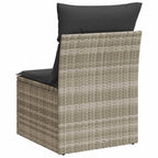 Gartensessel ohne Armlehnen mit Kissen Hellgrau Poly Rattan