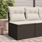 Gartensofa ohne Armlehnen mit Kissen Braun Poly Rattan