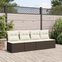 Gartensofa mit Kissen 4-Sitzer Braun Poly Rattan