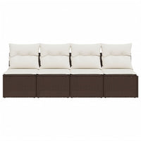 Gartensofa mit Kissen 4-Sitzer Braun Poly Rattan