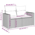 Gartensofa mit Kissen 2-Sitzer Braun Poly Rattan