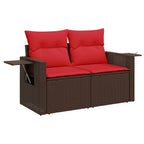 Gartensofa mit Kissen 2-Sitzer Braun Poly Rattan