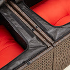 Gartensofa mit Kissen 2-Sitzer Braun Poly Rattan