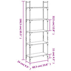 Bücherregal 5 Böden Schwarz 60,5x24x166,5 cm Holzwerkstoff
