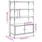 Bücherregal 3 Fächer Räuchereiche 70x30x109,5 cm Holzwerkstoff