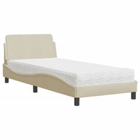 Bett mit Matratze Creme 90x190 cm Stoff